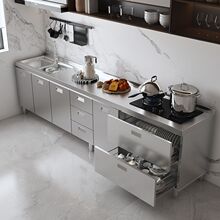 304整体不锈钢橱柜加厚厨房橱柜一体式灶台农村储物家用小户型