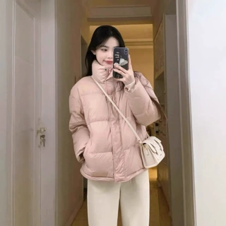 （95%白鸭绒）风信紫羽绒服女短款泡芙轻柔小个子立领加厚面包服