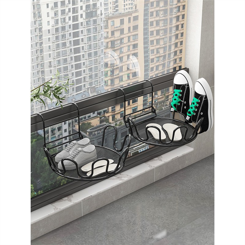 Balcón estante de secado de zapatos artefacto anti-robo ventana barandilla ventana estante de secado ventana alféizar sandalias de secado al aire libre