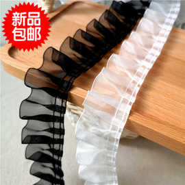 批发2024新款白色优质DIY基础雪纱风琴褶皱裙摆娃衣蕾丝花边辅料