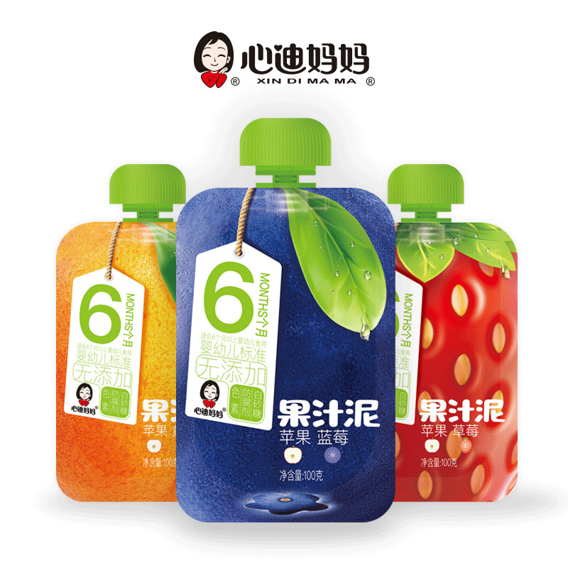 Xindi Mama Infant Juice Puree No Added White Sugar 6-Month-Old Baby Fruit Puree Children's Fruit and Vegetable