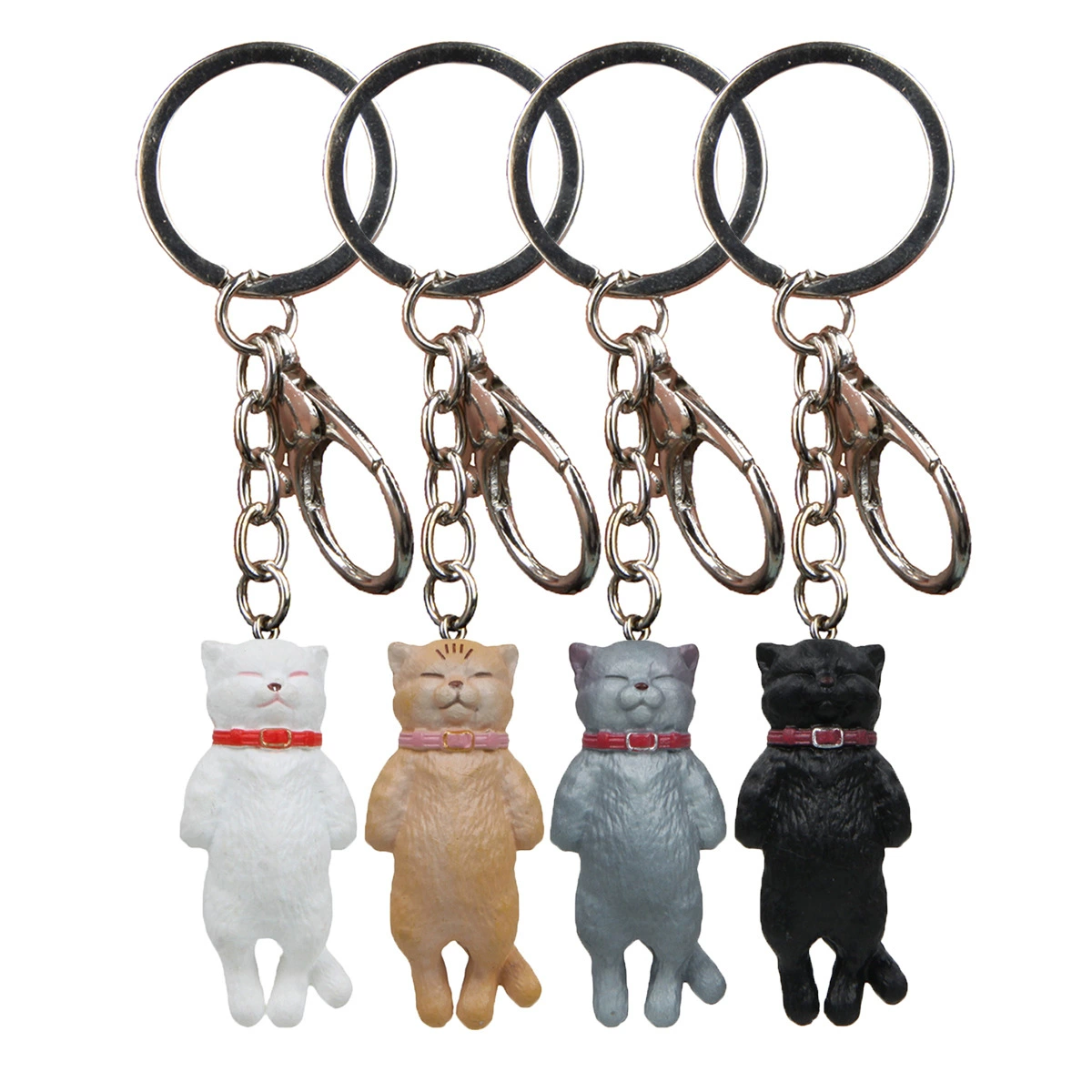 4 креативных милых брелока-фигурки в корейском стиле с рисунком спящей кошки, подходящие для рюкзаков и сумок.