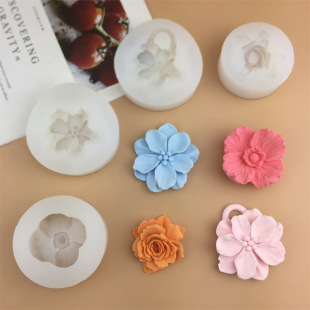 Rose poppy camellia aromatherapy plaster flower DIY car air outlet clip decorative silicone mold