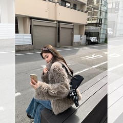 『千金托卡』仿托斯卡纳仿皮毛一体半卷环保皮草皮草外套女