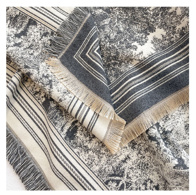 2023 Autumn and Winter New Style Cashmere Thickened Square Air Conditioned Shawl Tassel Warm Scarf for Women_voghion.com