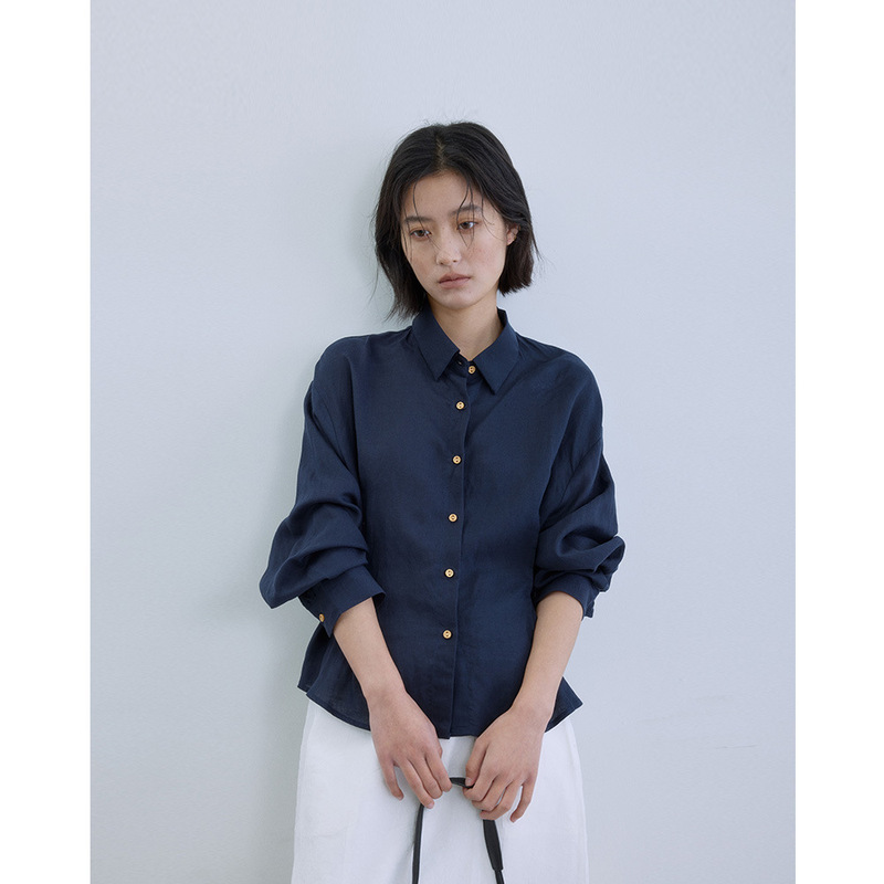 EVERTRUE Tencel Shirt Women's 2025 Summer New Lace-up Loose Perspective Slim Shirt Top 39087