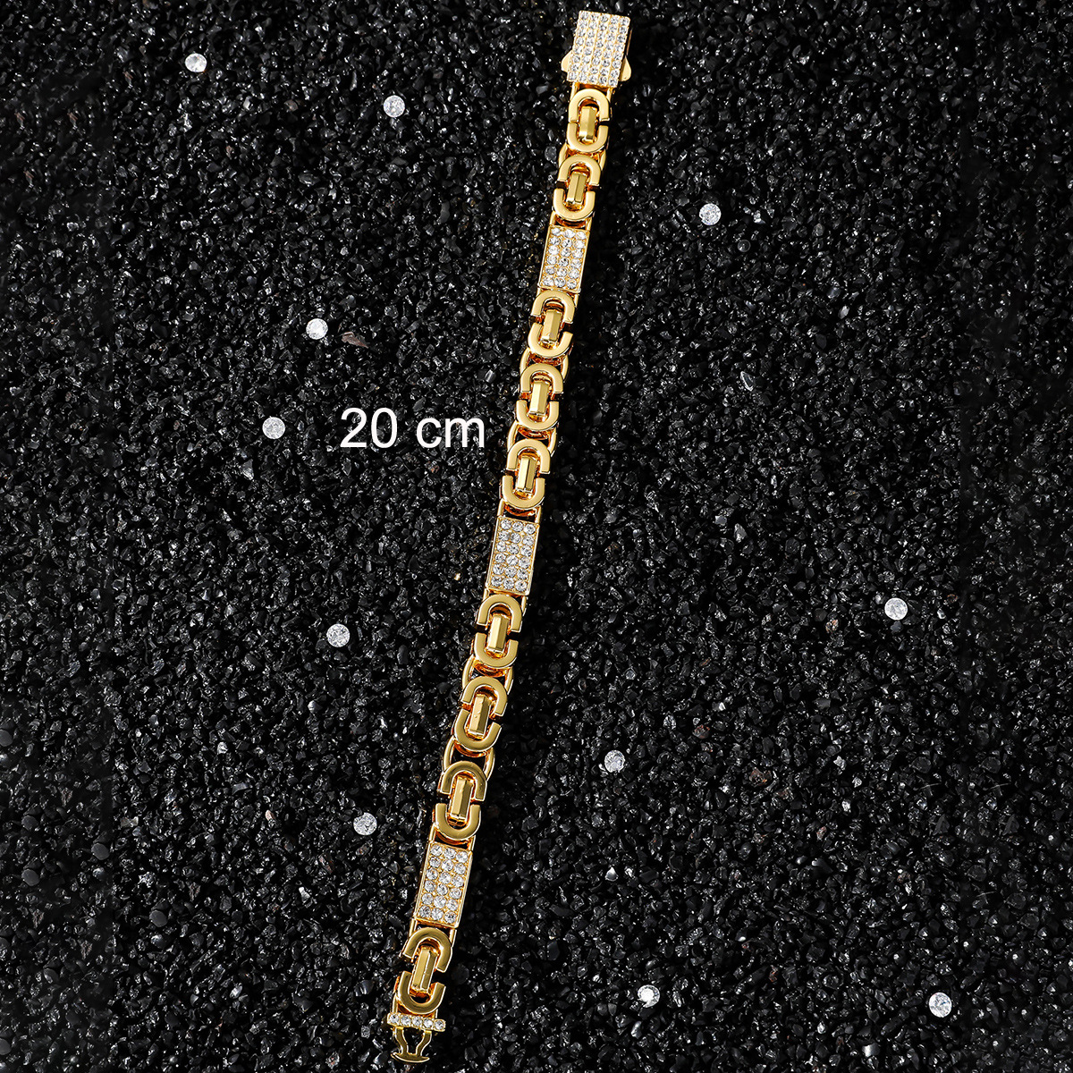 Geometric Pattern Men's Gender Hip-Hop Geometric Zinc Alloy Inlay Rhinestones Men's Bracelets Men Hip Hop Bracelets