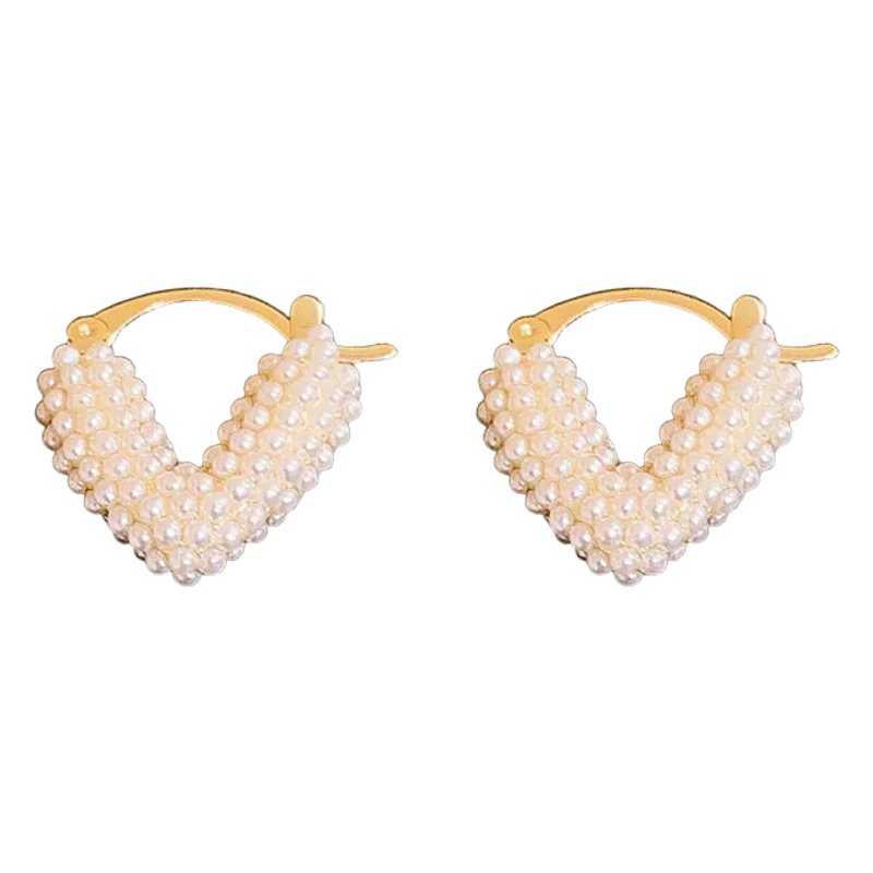 Южная Корея Интернет-знаменитости Любовь Рисовые бусины Серьги с пряжками для ушей Нишевый дизайн 2023 Новые серьги в иностранном стиле Женские продвинутые серьги