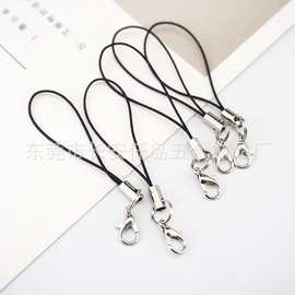 厂家批发diy手工黑色手机绳龙虾扣 小饰品挂绳公仔挂绳金属扣吊绳
