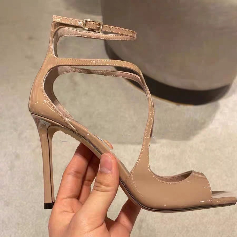 French Cross-Strap Sandals for Women, Stiletto Nude High Heels, Super Hot and Sexy Royal Sister Style Square Toe Open Toe Roman Shoes