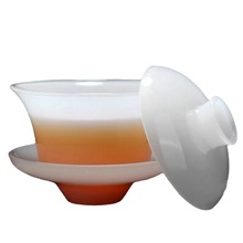 琉璃茶具白玉風玉石茶壺羊脂白玉瓷茶杯辦公室會客套裝一件代發
