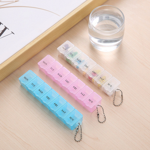 Portable transparent pill box 7-compartment packaging storage box weekly pill box independent reminder plastic pill box wholesale