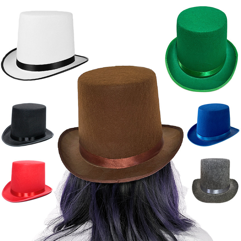 Adult 16cm Jazz Hat Party Props Dance Performance Magic Hat Halloween Black Magician Top Hat