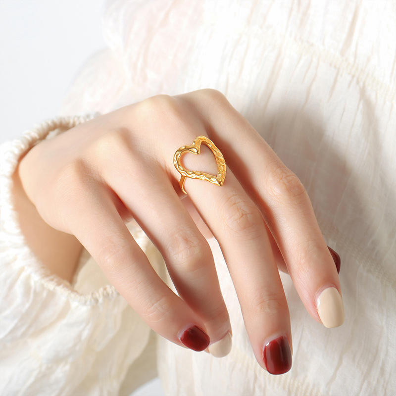 Small design ring heart shaped stainless steel