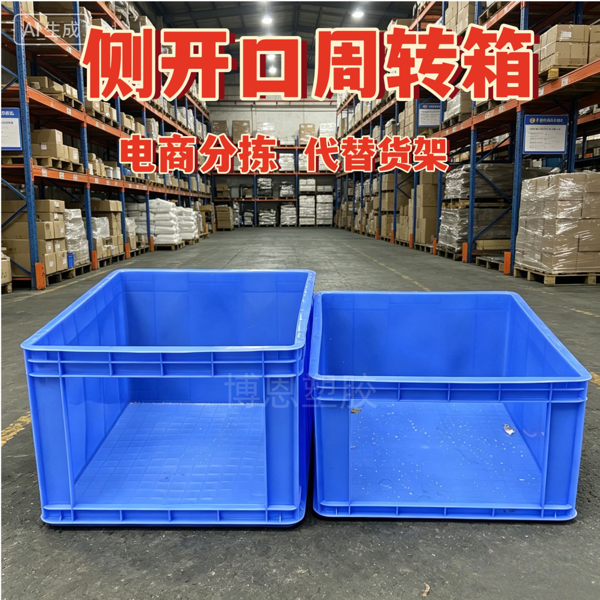 斜边开口塑料框8号加厚周转箱杂物分类开口箱仓储周转框加厚批发
