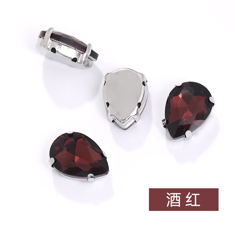 Diamante de garra de forma especial de fondo puntiagudo de gota de agua, soporte de fondo K blanco que no se desvanece, vestido de novia de bricolaje, accesorios, accesorios, taladro de garra cosido a mano