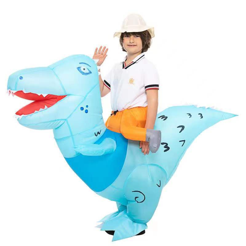 Montar chaleco azul pequeño dinosaurio