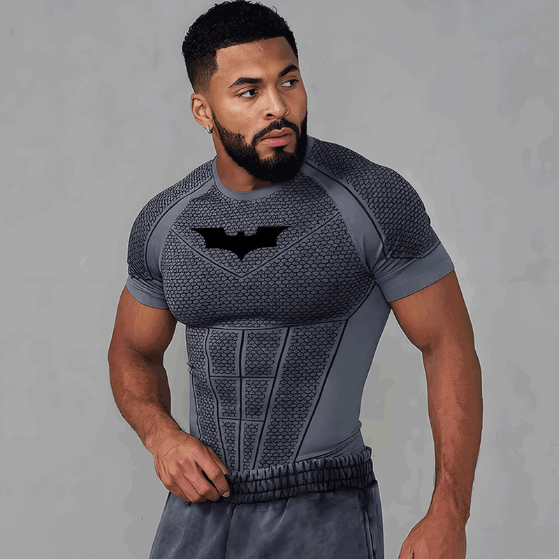 New Cross-Border Hot-Selling Batman Men's Sports Fitness Quick-Dry Breathable Training Top Elastic Slim-Fit T-Shirt Top New Cross-Border Hot-Selling Batman Men's Sports Fitness Quick-Dry Breathable Training Top Elastic Slim-Fit T-Shirt Top