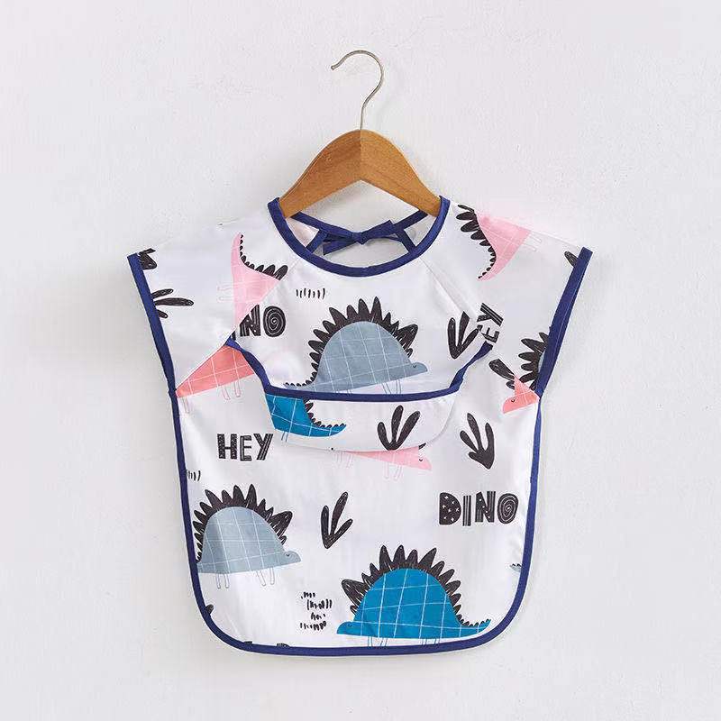 Mono para niños impermeable de manga larga anti-vestirse bebé comiendo ropa delantal bebé mono de bebé babero ropa de protección