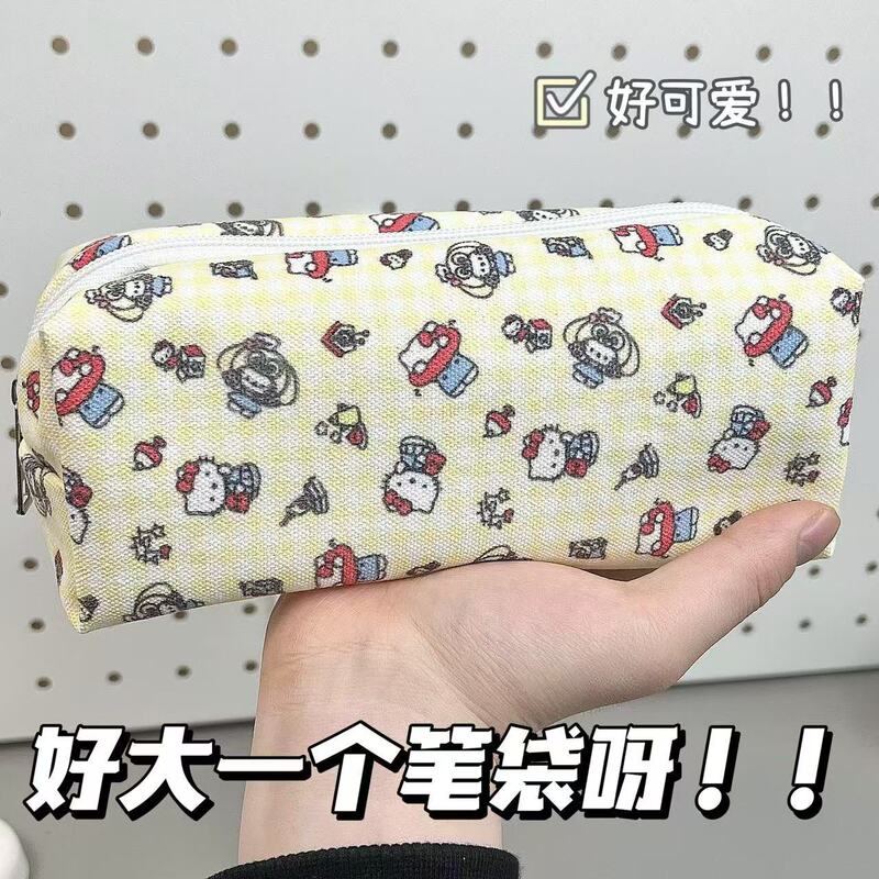 黄色のハローキティ鉛筆バッグイン高価値かわいい女子学生化粧品バッグ大容量文具バッグ収納袋|undefined
