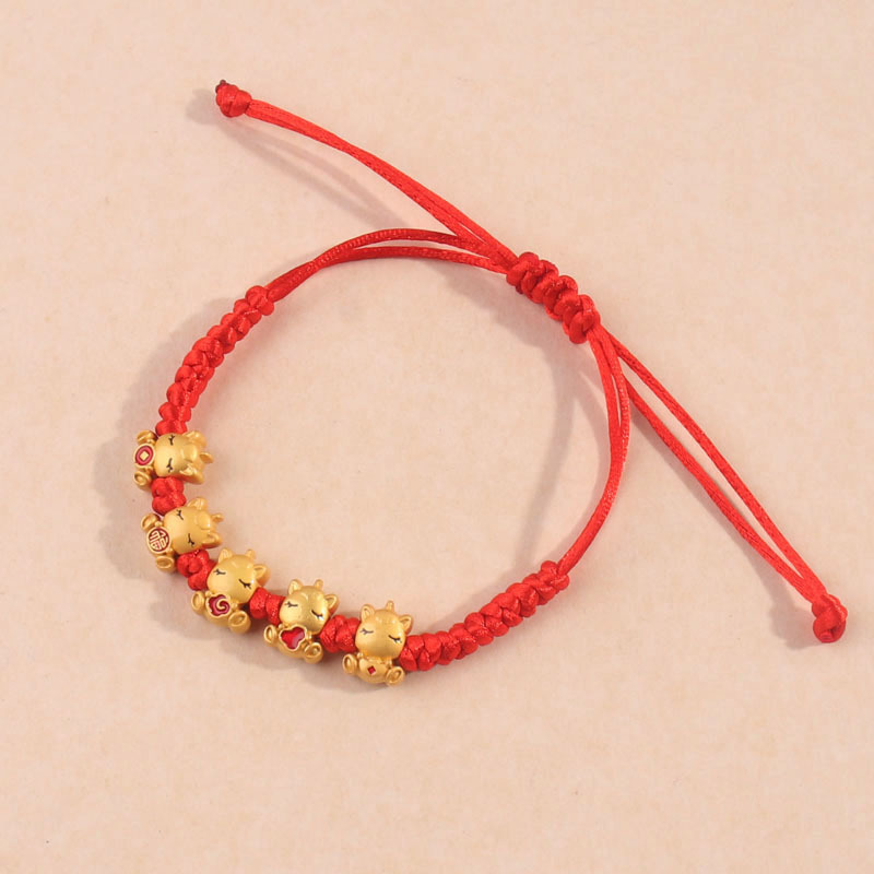 2025 New Year's Hot-Selling Five-Fortune Horse Red Rope Hand-Woven Bracelet, Exquisite and Versatile, Wholesale Gifts for Students and Besties