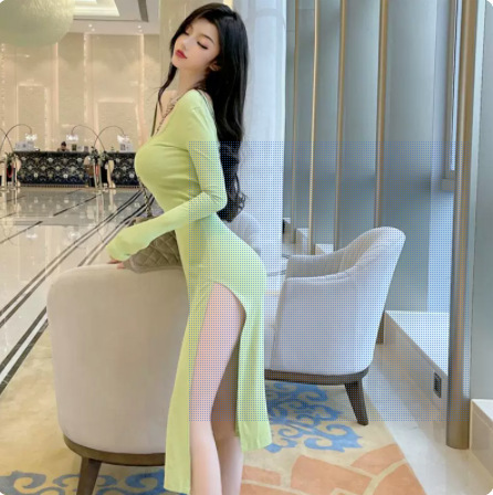 Sexy Hot Girl Slimming Suspender Dress Feminine Mid-Length French Retro Skirt Hepburn with Slits on Both Sides