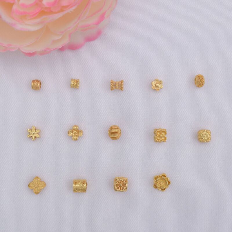 Color Preservation Ancient Sands Gold Hollow Beaded Pumpkin Lotus Four-leaf Clover Bracelet with Beads DIY Hand Necklace Beaded Accessories