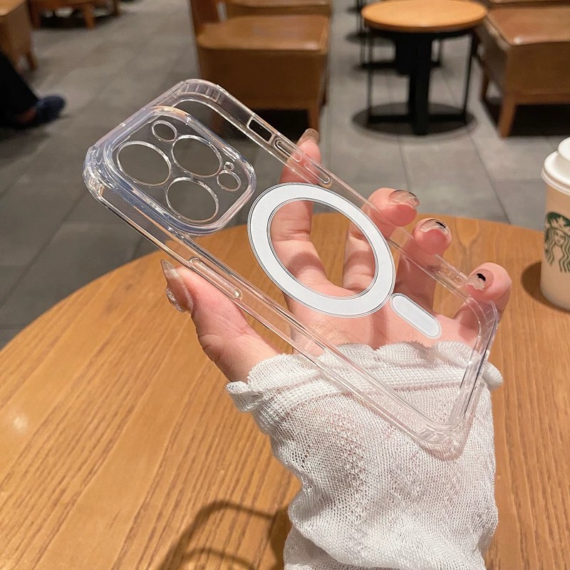 Aplicable para iPhone17proMax caja de teléfono magnético transparente acrílico 2 - en - 1 película de lente a prueba de caídas Apple 11