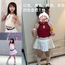 【清仓】儿童夏装挂脖背心女童盘扣上衣女宝宝夏季中国风吊带童装