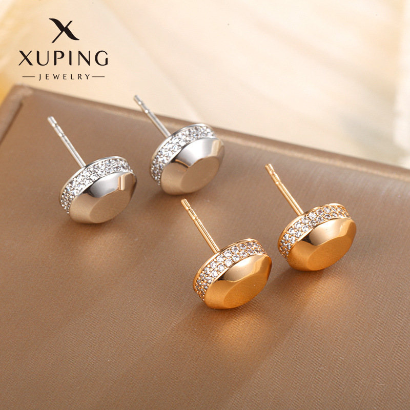 Joyería Xuping simple pernos redondos europeos y estadounidenses lujosos personales de alta calidad pendientes de aleación lisa pernos de verano para mujeres