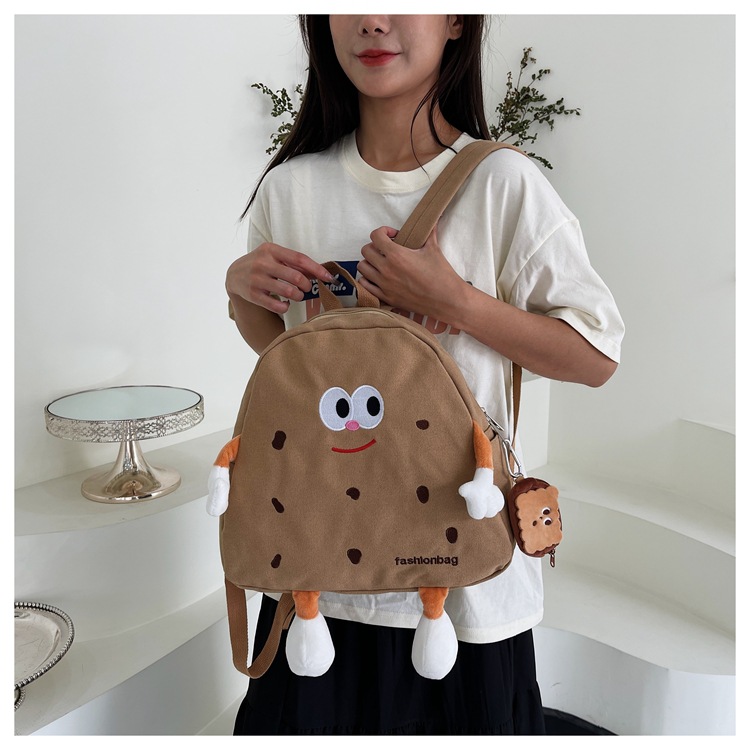 Borsa in tela di formaggio carina Instagram coreana per ragazze morbide, borsa da scuola per bambini, zaino versatile di grande capacità_voghion.com