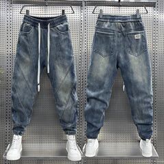 2025夏の新型トレンド男性夏のジーンズは腰を緩めて足を緩めている