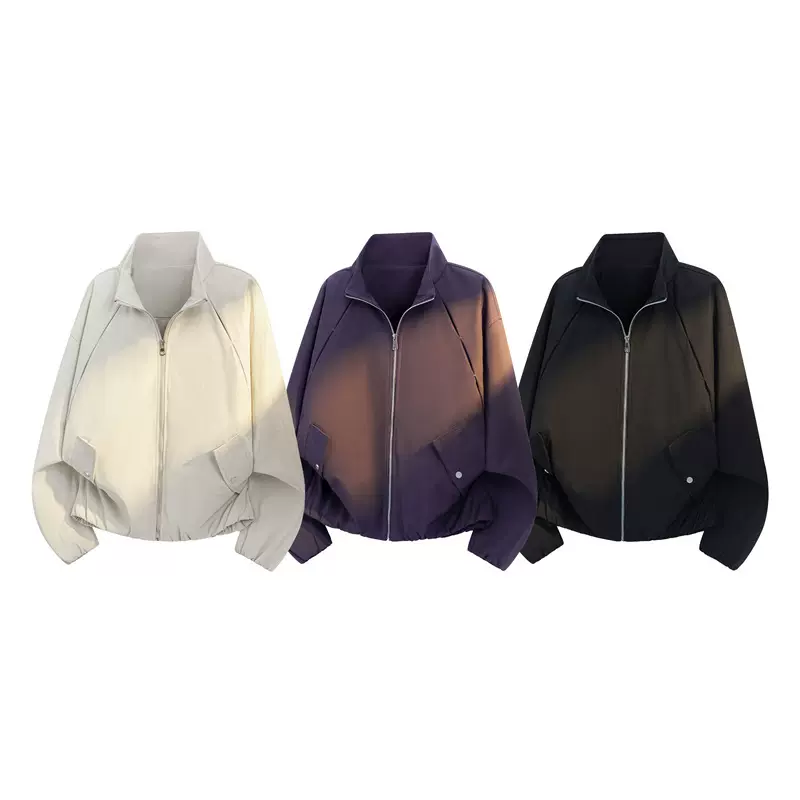 跨境欧码立领夹克男款春秋季宽松潮流美式复古情侣外套可定制LOGO