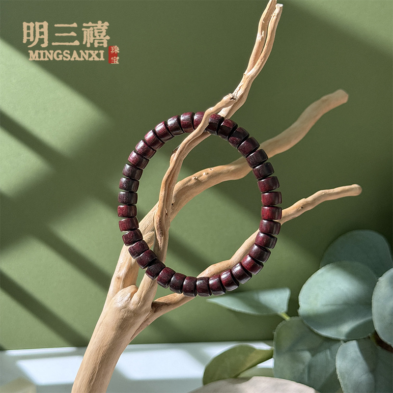 Organic bracelet red sandalwood for men and women, retro wooden fashionable accessory walnut