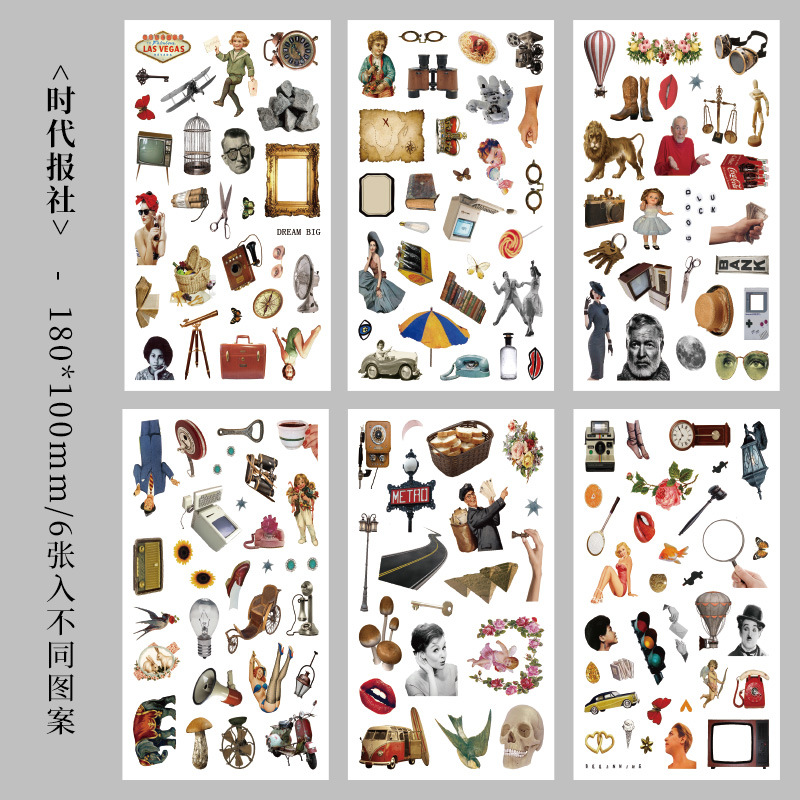 Nostálgico coleccionista diario pegatinas transfronterizas retro pegatinas de Niños Americanos creativo Goka Diario material pegatinas