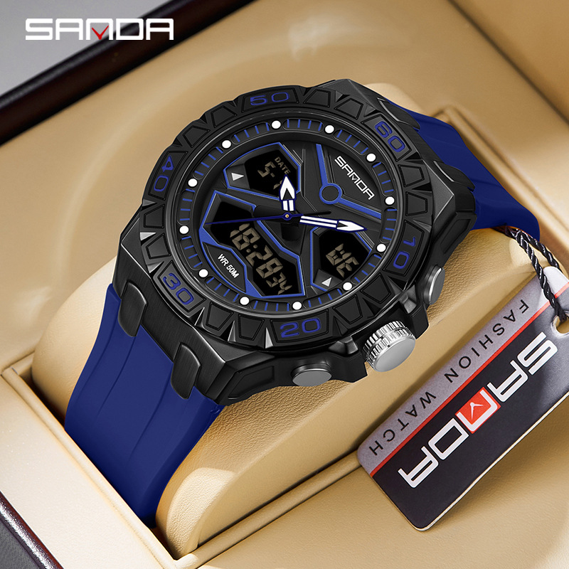 Sanda reloj juvenil reloj multifuncional moda coreana al aire libre deportivo impermeable reloj electrónico de hombre venta directa mayorista