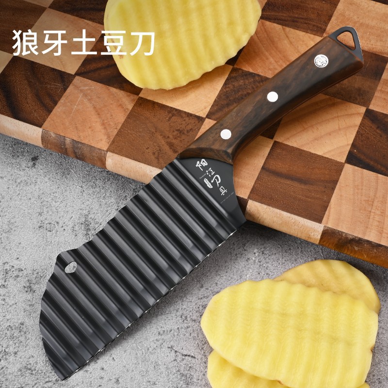 Cuchillo de acero inoxidable ondulado encaje dientes de lobo cuchillo de patata cuchillo de acero inoxidable al por mayor cuchillo de corte de verduras 304 onda