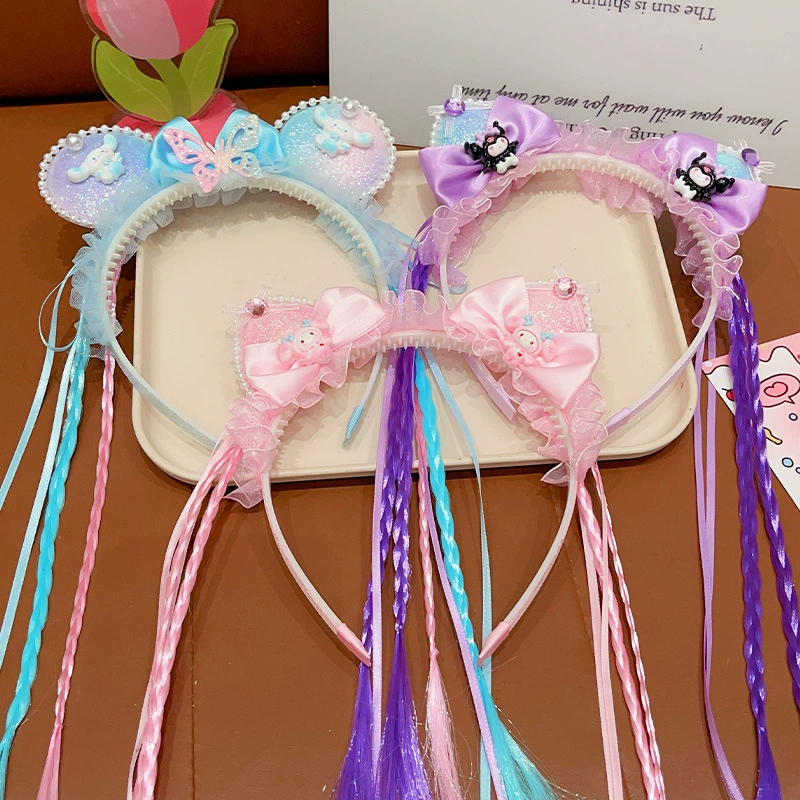 Sanrio, детский парик, ободок с бантом, нескользящий аксессуар для волос