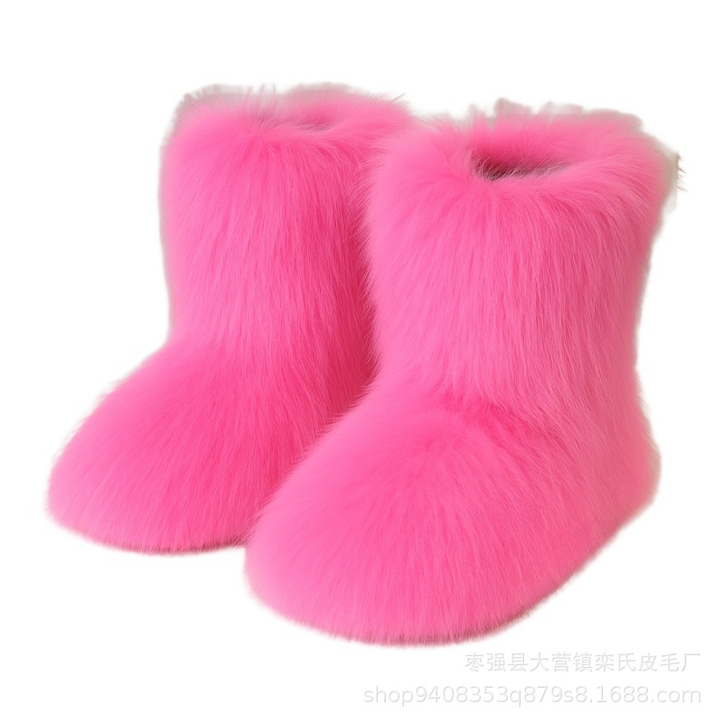 Botas de Nieve de Piel Sintética y Felpa Térmicas para Invierno