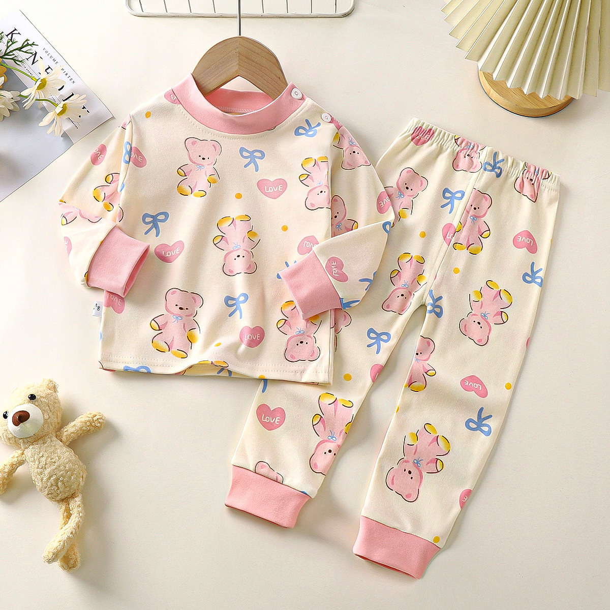 Otoño y invierno nuevo juego de calentamiento infantil chaqueta de otoño pantalones de otoño chaqueta de otoño niños pantalones de otoño al por mayor ropa interior de algodón para niños