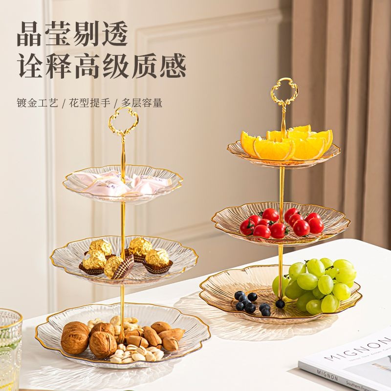 Mesa de té de sala de estar multi-capa de platos de frutas con dulces en la recepción de platos de bocadillos salón de belleza refrigerios de frutas decoración image 3