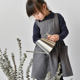Printed LOGO children's skirt painting clothing anti-pollution parent-child baby baking art cotton linen Korean version of solid color apron