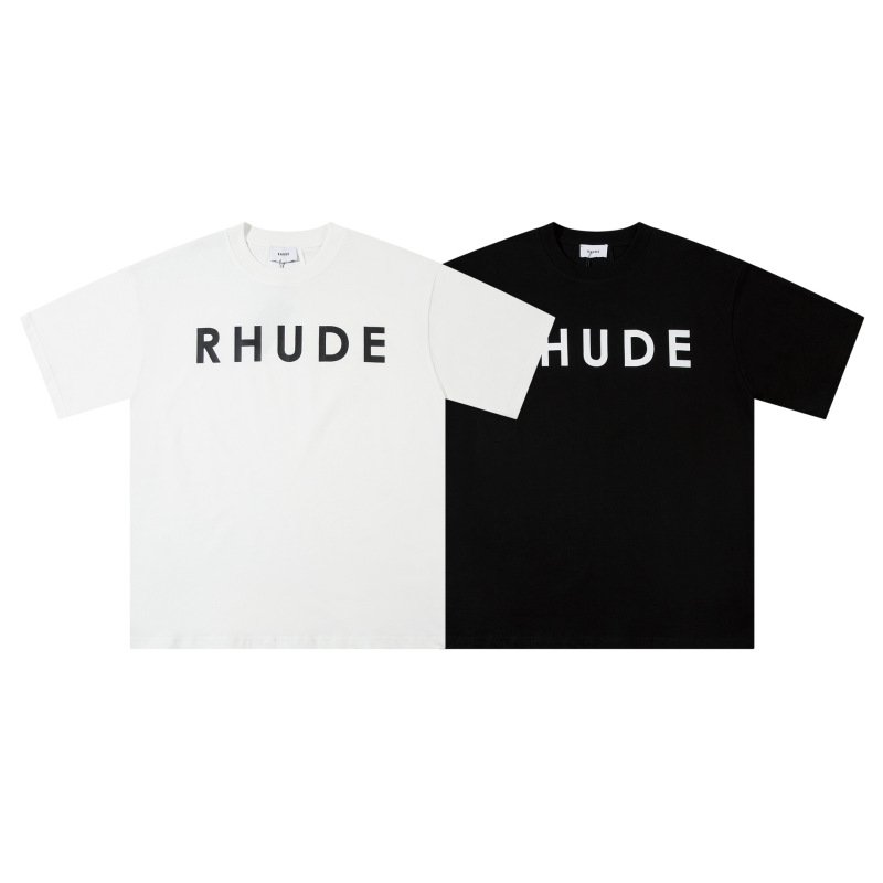 RHUDE High version heavy LOGO letter printing fashion brand retro high street loose T-shirt spring and summer men and women same style