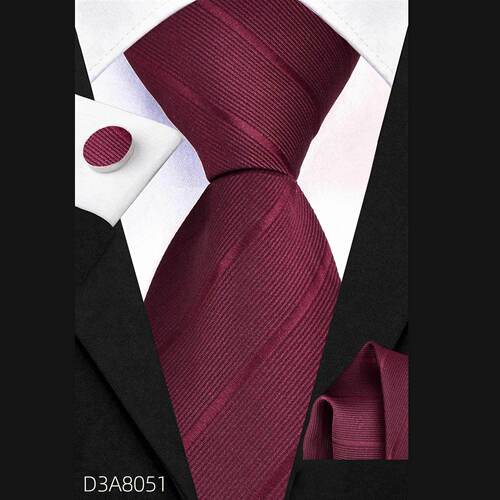 Men's business formal tie three-piece suit (8cm hand tie + pocket square + cufflinks) simple outfit