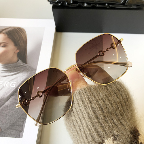 G family sunglasses women's large frame polarized sunglasses new square Korean version trendy round face slim anti-UV sunglasses