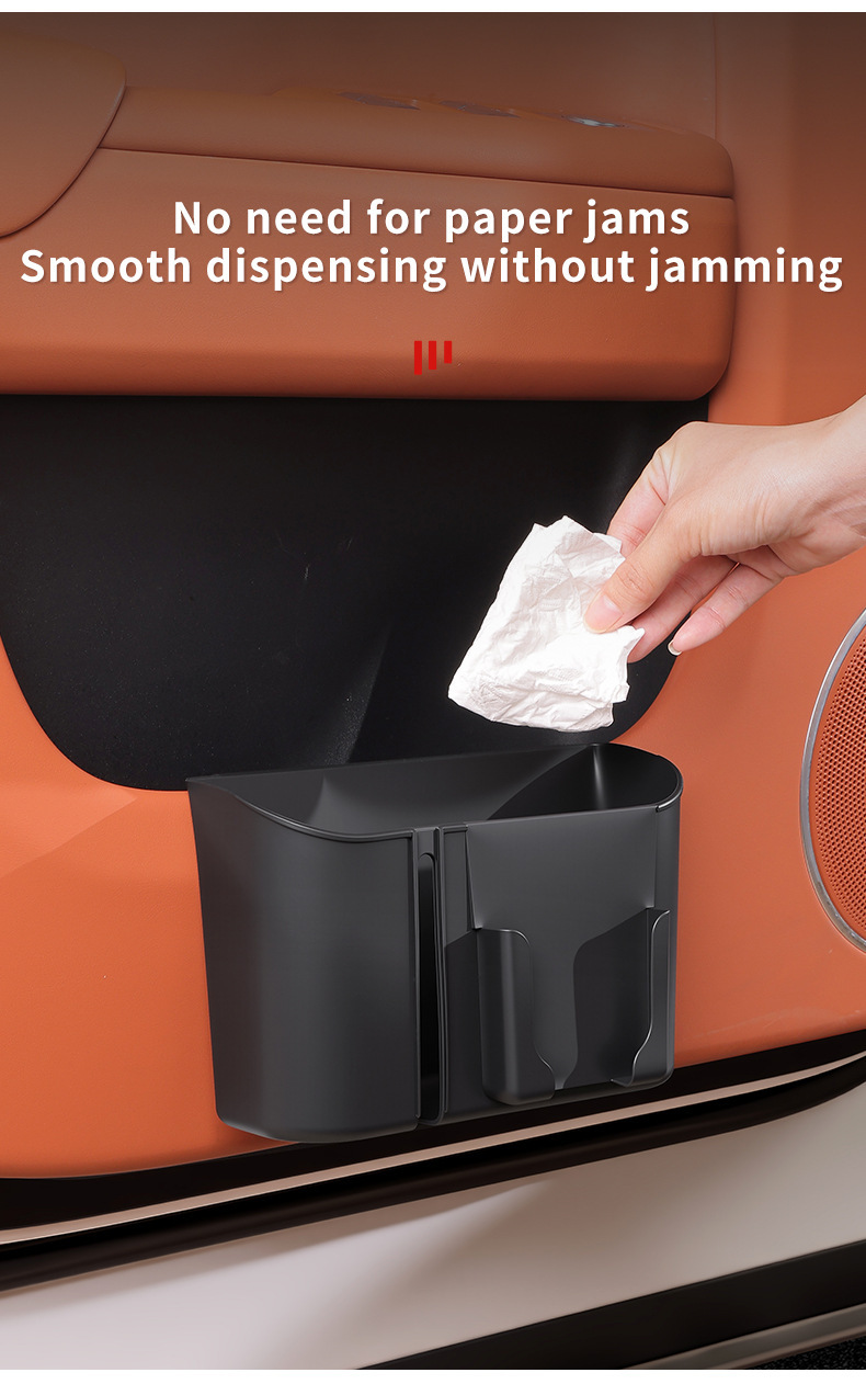 Car rear seat headrest side storage box, plastic thickened snap-on design, 2-in-1 tissue box with cup holder
