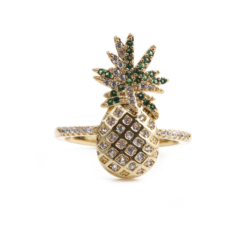 Fashion Micro-set Crystal Diamond Pineapple Grass Ring display picture 2