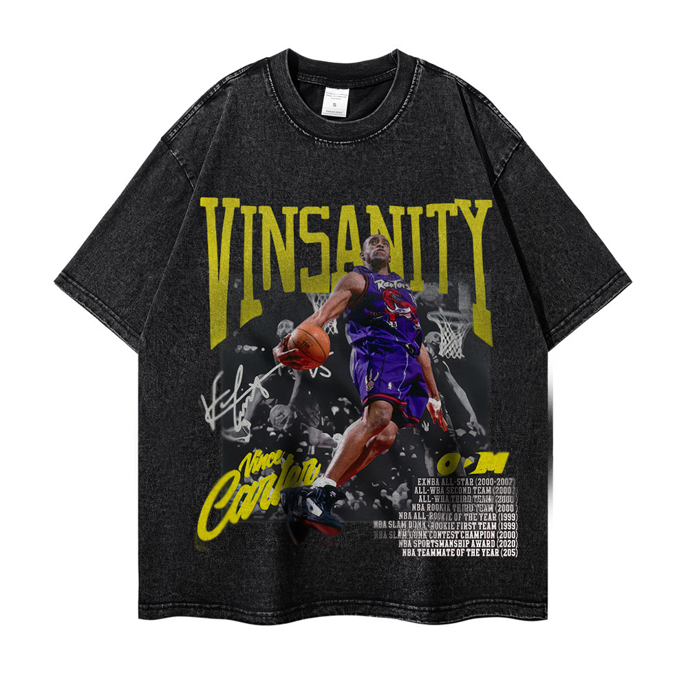 230G al por mayor transfronteriza lavada vieja manga corta verano algodón suelto todo partido retro calle moda marca ins comercio exterior