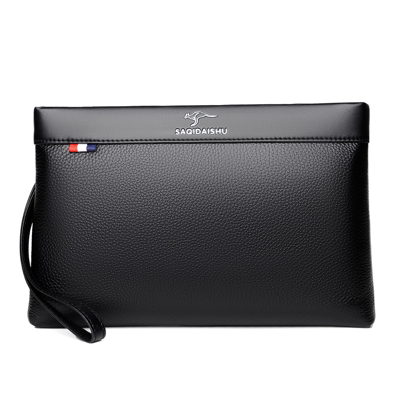 Source Factory Men's Genuine Leather Underarm Phone Bag Clutch Business Commuting Long Wallet First Layer Cowhide Handbag