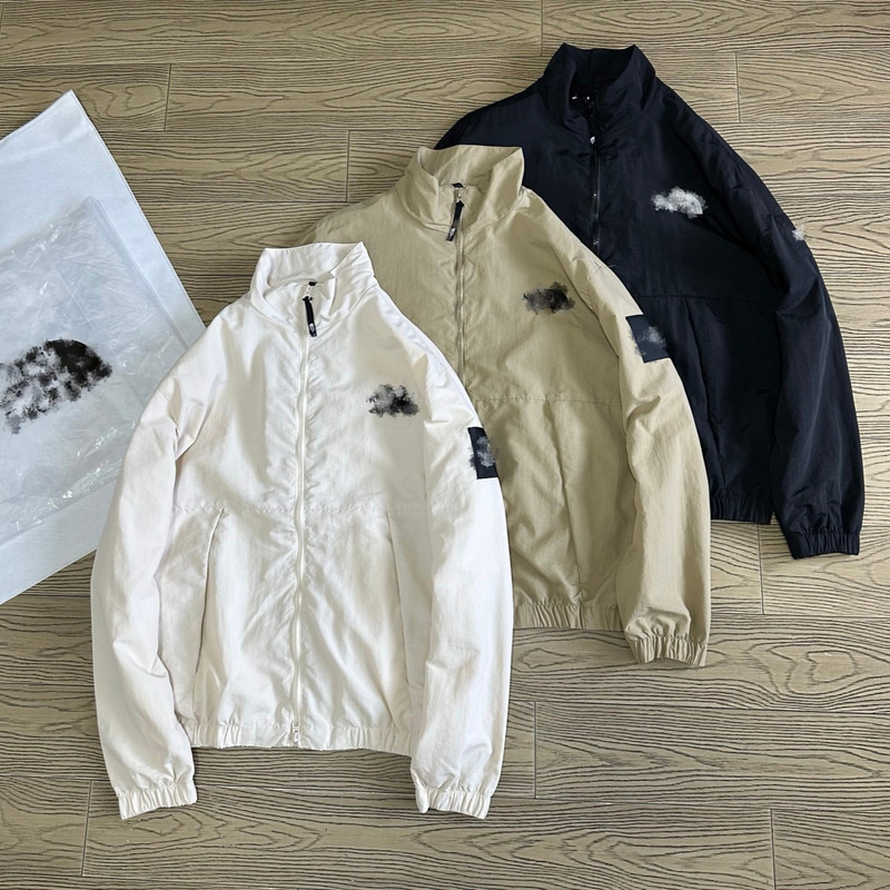 The North Face Three-Color Embroidered Zip-Up Windproof Couple's Style Stand Collar Embroidered Sleeve Patch Windbreaker Jacket